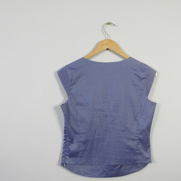 Paul & Joe Sleeveless Top Women 3 Purple Ruched V-Neck Blouse Designer Chic 126 - Picture 6 of 9